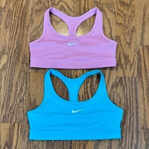 Nike, Girls, Swoosh DriFit Pink and Teal Sports Bras, Size M